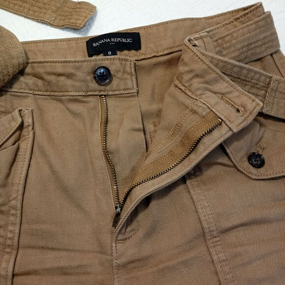 Banana Republic Womens Cargo Pants Size 0 Khaki With Belt Denim - Picture 9 of 12